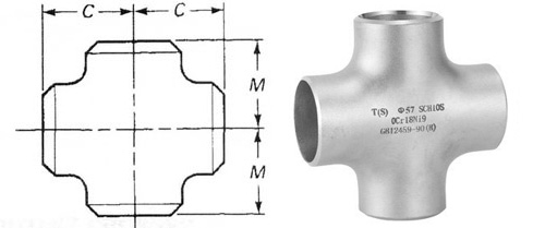 Dimensions de croix droite soudée bout à bout d'ASME B 16,9